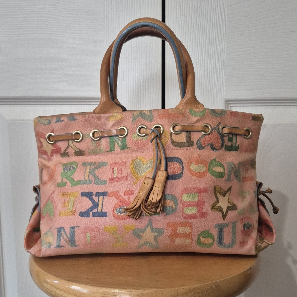 Dooney And Bourke Vintage Y2K Pink Graffiti Alphabet Handbag